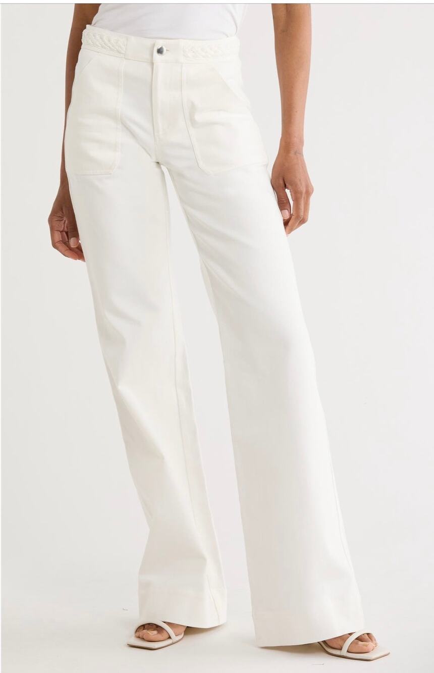 Diane von
Furstenberg Gia Wide Leg Pants - White Cotton Blend size 14